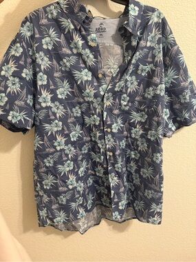 Izod Navy Blue Short-Sleeve Floral Button-Down Shirt
